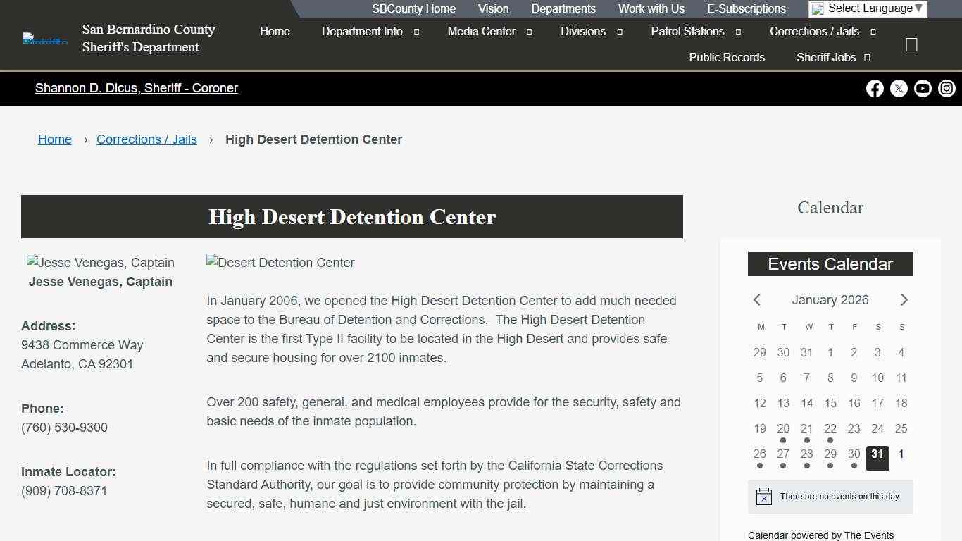 High Desert Detention Center – San Bernardino County Sheriff's Department